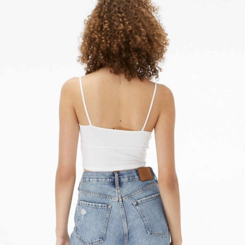 NWOT Women’s Aeropostale Keyhole Open Very Cropped Slim Fit Tank Top with Tie - Picture 2 of 7